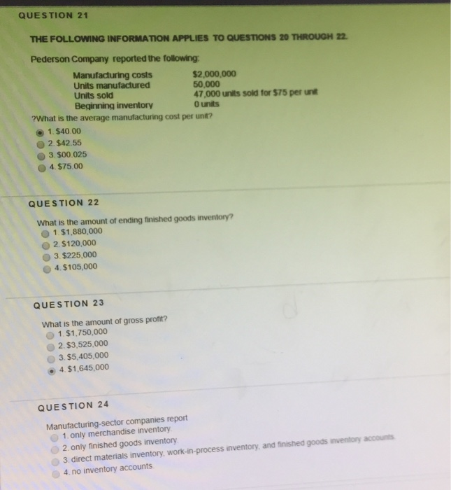 Solved QUESTION 21 THE FOLLOWING INFORMATION APPLIES TO | Chegg.com