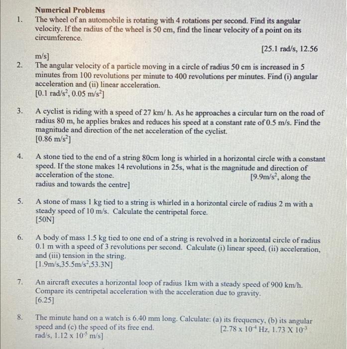 Solved 1. 2. 3. Numerical Problems An aeroplane is flying | Chegg.com