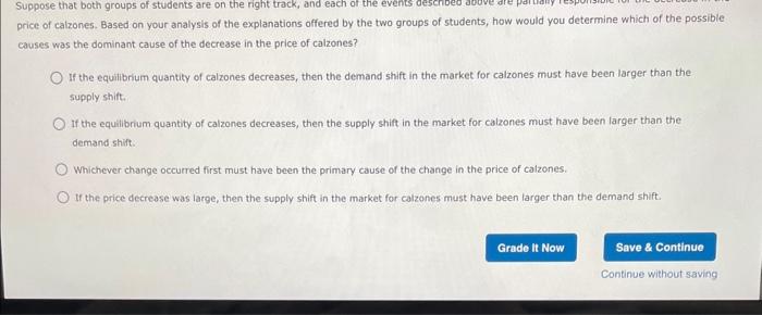 Solved Suppose the market price of calzones in a university | Chegg.com