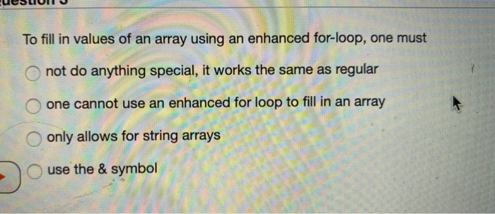 Solved To fill in values of an array using an enhanced | Chegg.com