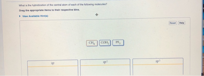 Solved What is the hybridization of the central atom of each | Chegg.com