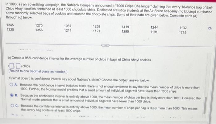 Solved In 1998, As An Advertising Campaign, The Nabisco | Chegg.com