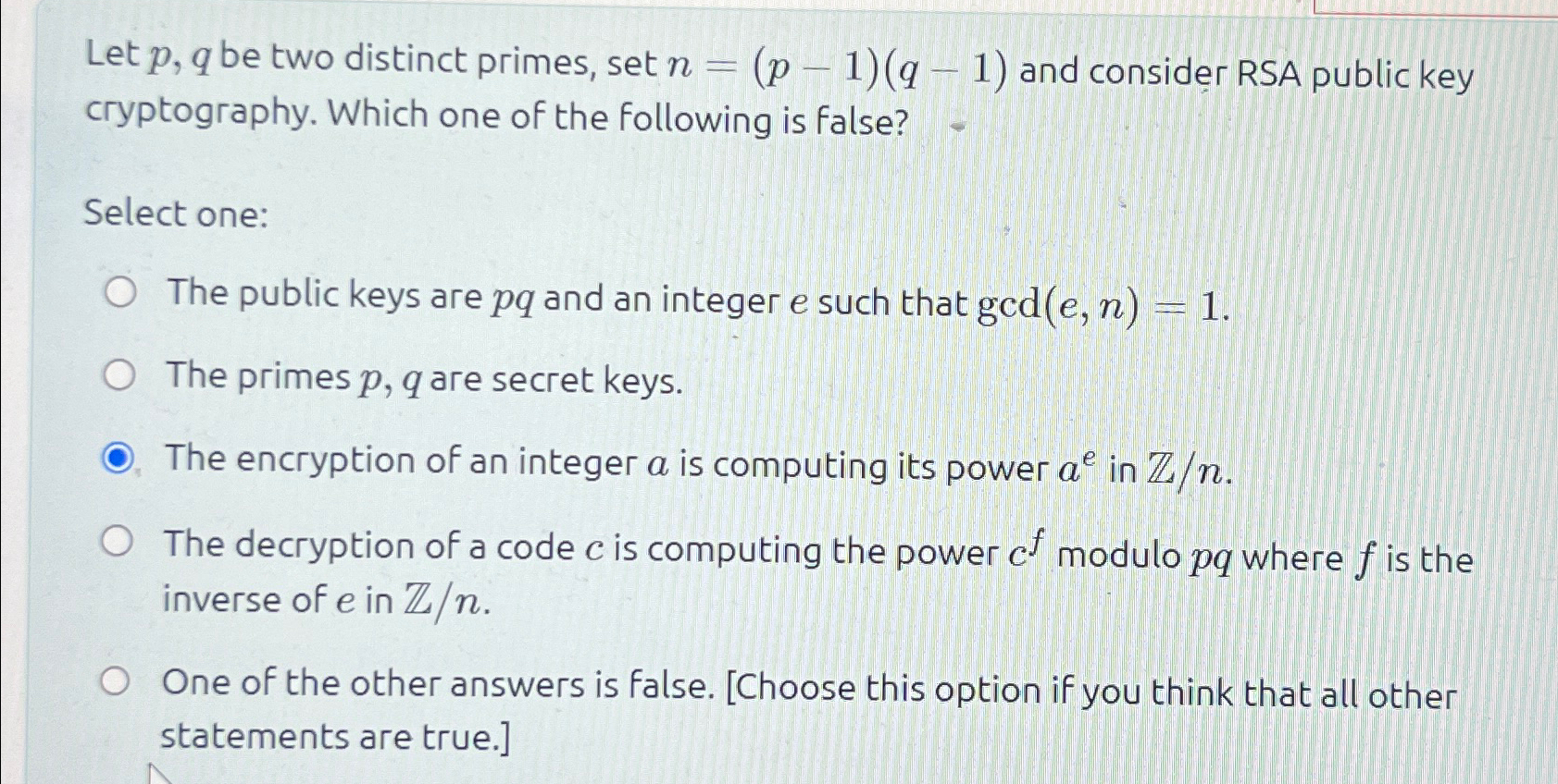 Solved Let P Q ﻿be Two Distinct Primes Set N P 1 Q 1