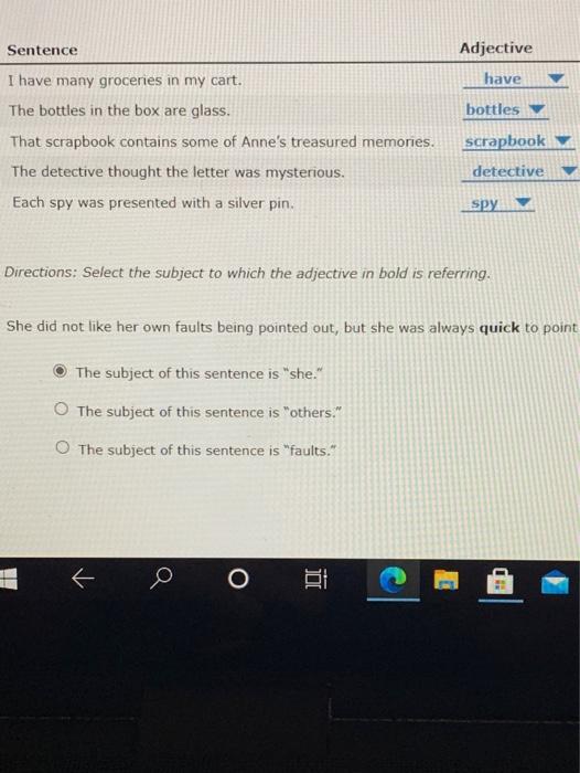Solved Sentence Adjective have bottles I have many groceries