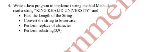 Solved 4. Write a Java program to impleme t string method | Chegg.com