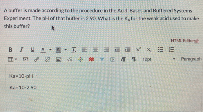 Solved A buffer is made according to the procedure in the | Chegg.com