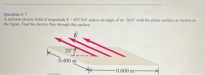 Solved Question #: 7 A uniform electric field of magnitude | Chegg.com