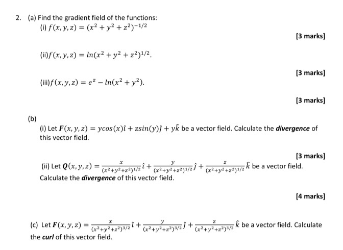 Solved 2 A Find The Gradient Field Of The Functions Chegg Com