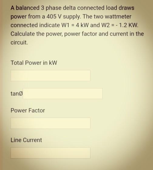 Solved A balanced 3 phase delta connected load draws power | Chegg.com