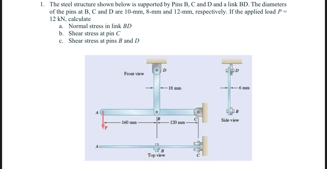 Solved The steel structure shown below is supported by Pins | Chegg.com