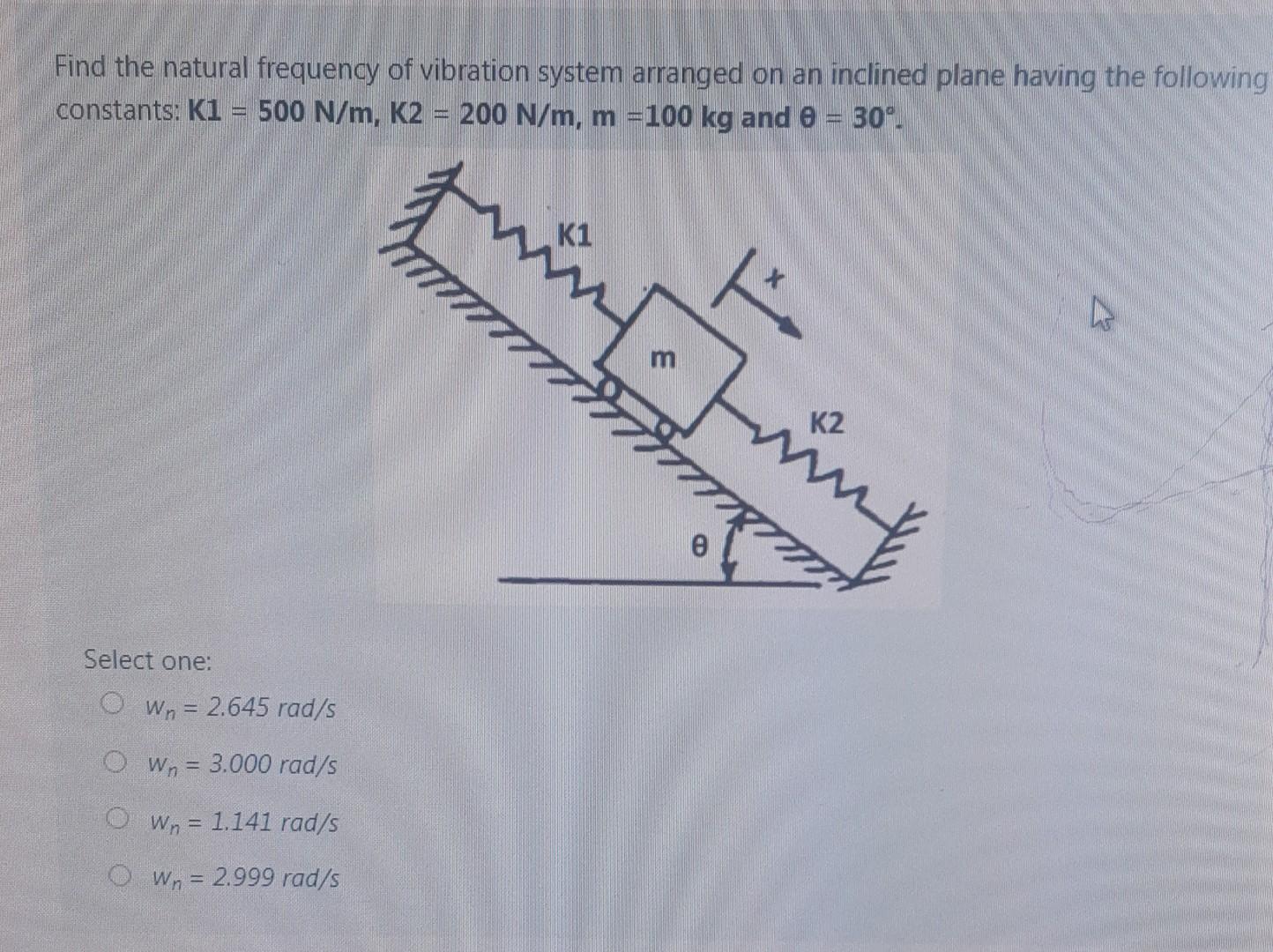 Solved Find the natural frequency of vibration system | Chegg.com
