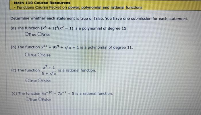 Solved Determine whether each statement is true or false. | Chegg.com