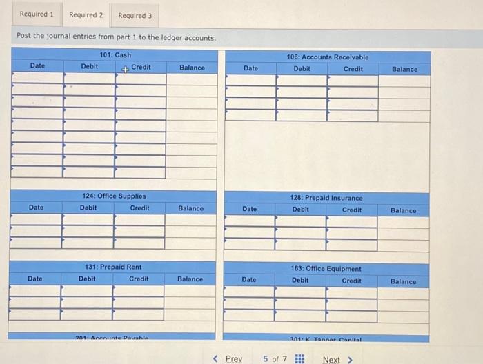 Solved Post the journal entries from part 1 to the ledger