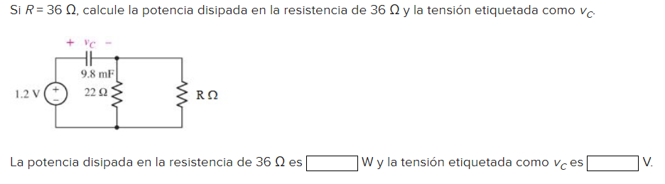 Solved Si R=36Ω, ﻿calcule la potencia disipada en la | Chegg.com