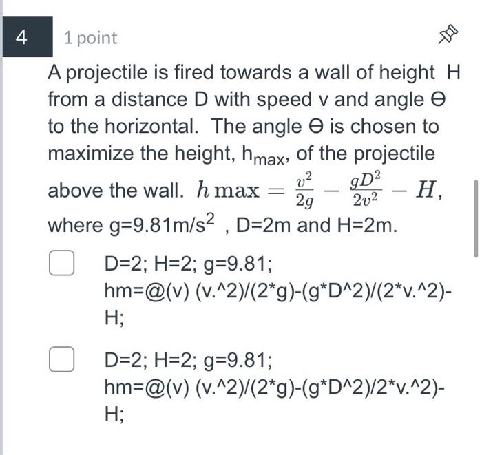 Solved 5 1 Point Based On Question 4 Calculate Hmax For Chegg Com