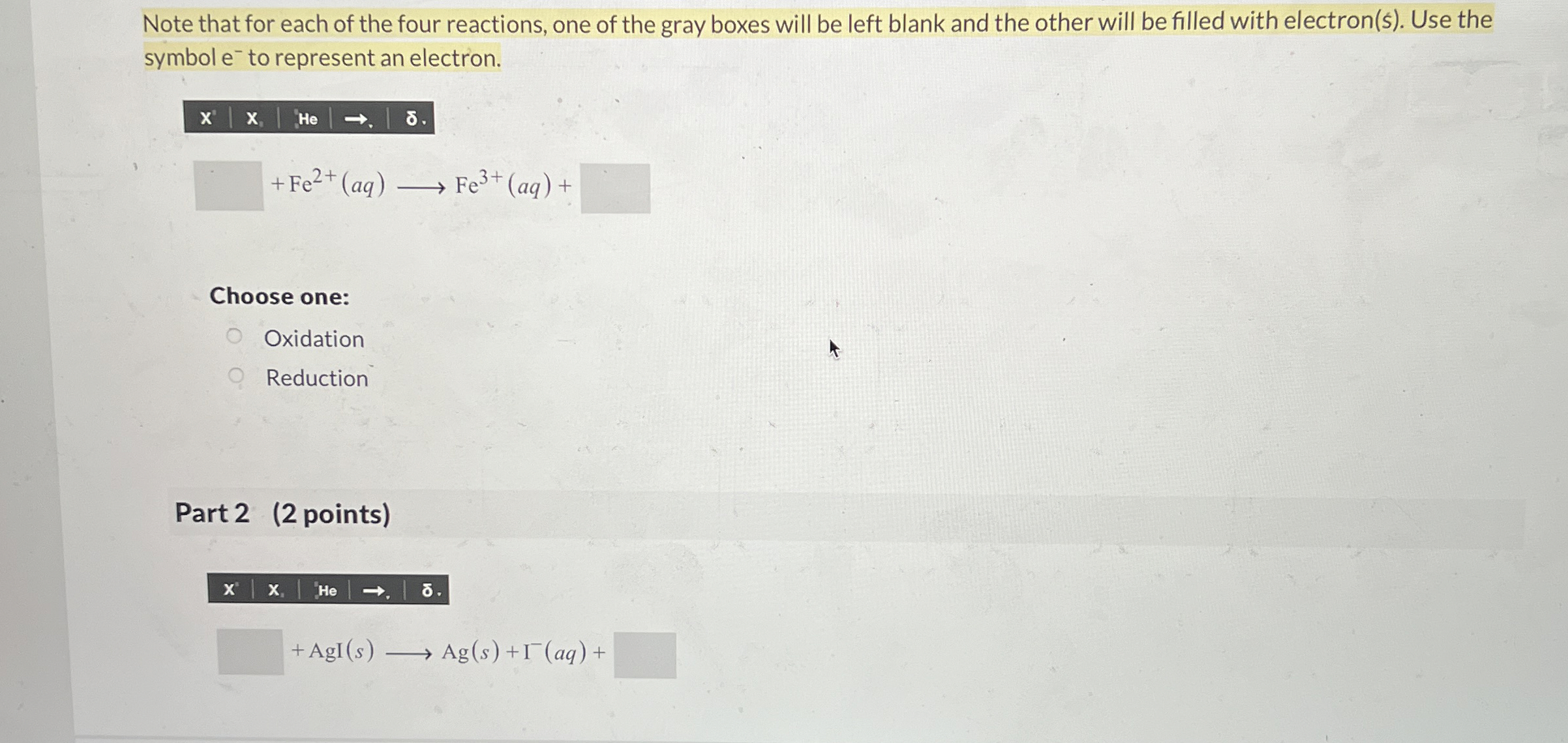 Solved Note that for each of the four reactions, one of the | Chegg.com