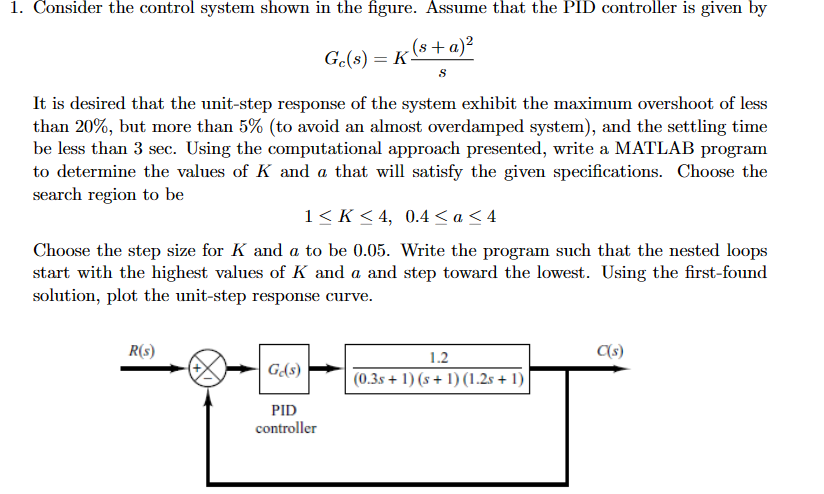 Solved Consider the control system shown in the figure. | Chegg.com