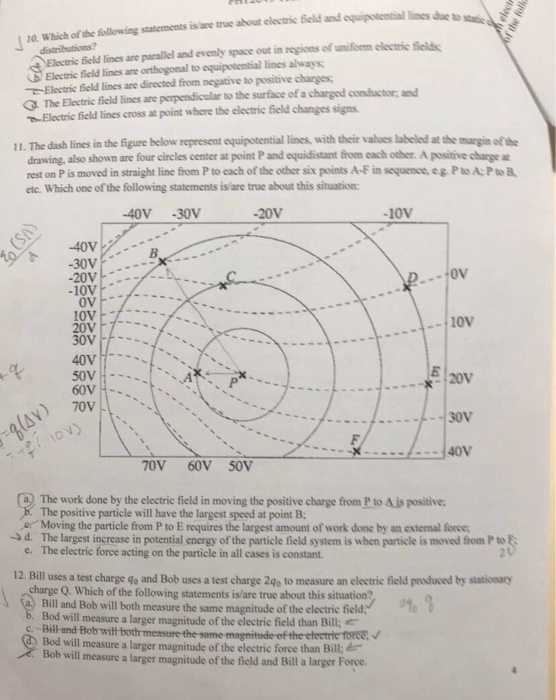 Solved which of the following is true about electric fields | Chegg.com