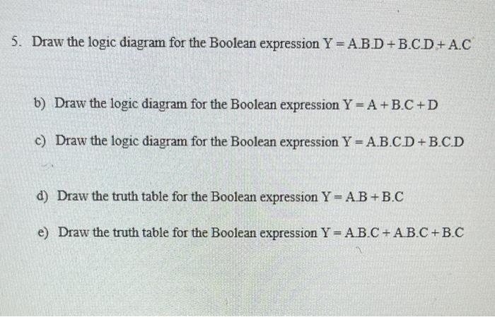 Solved 5. Draw the logic diagram for the Boolean expression | Chegg.com
