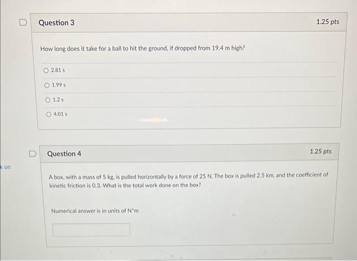 Solved How long does it take for a ball to hit the ground, | Chegg.com