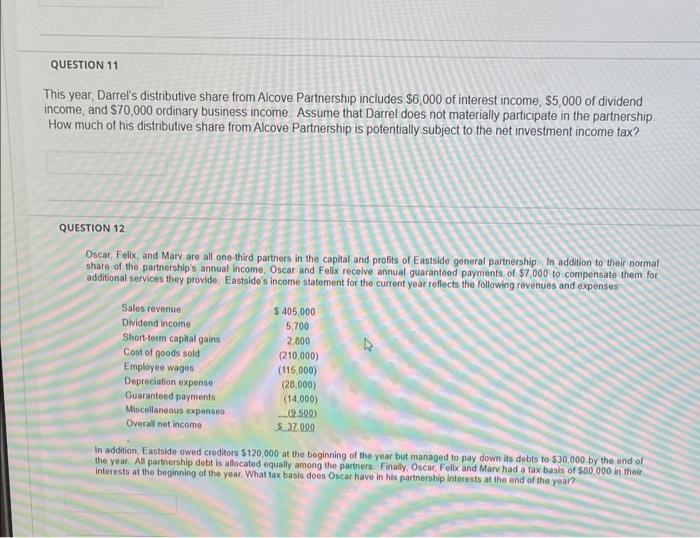 Solved This year, Darrel's distributive share from Alcove | Chegg.com