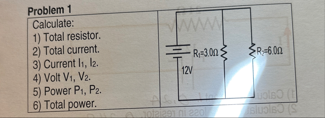 Solved Problem 1Calculate:Total resistor.Total | Chegg.com