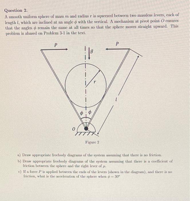 Solved Question 2. Λ smooth uniform sphere of mass m and | Chegg.com