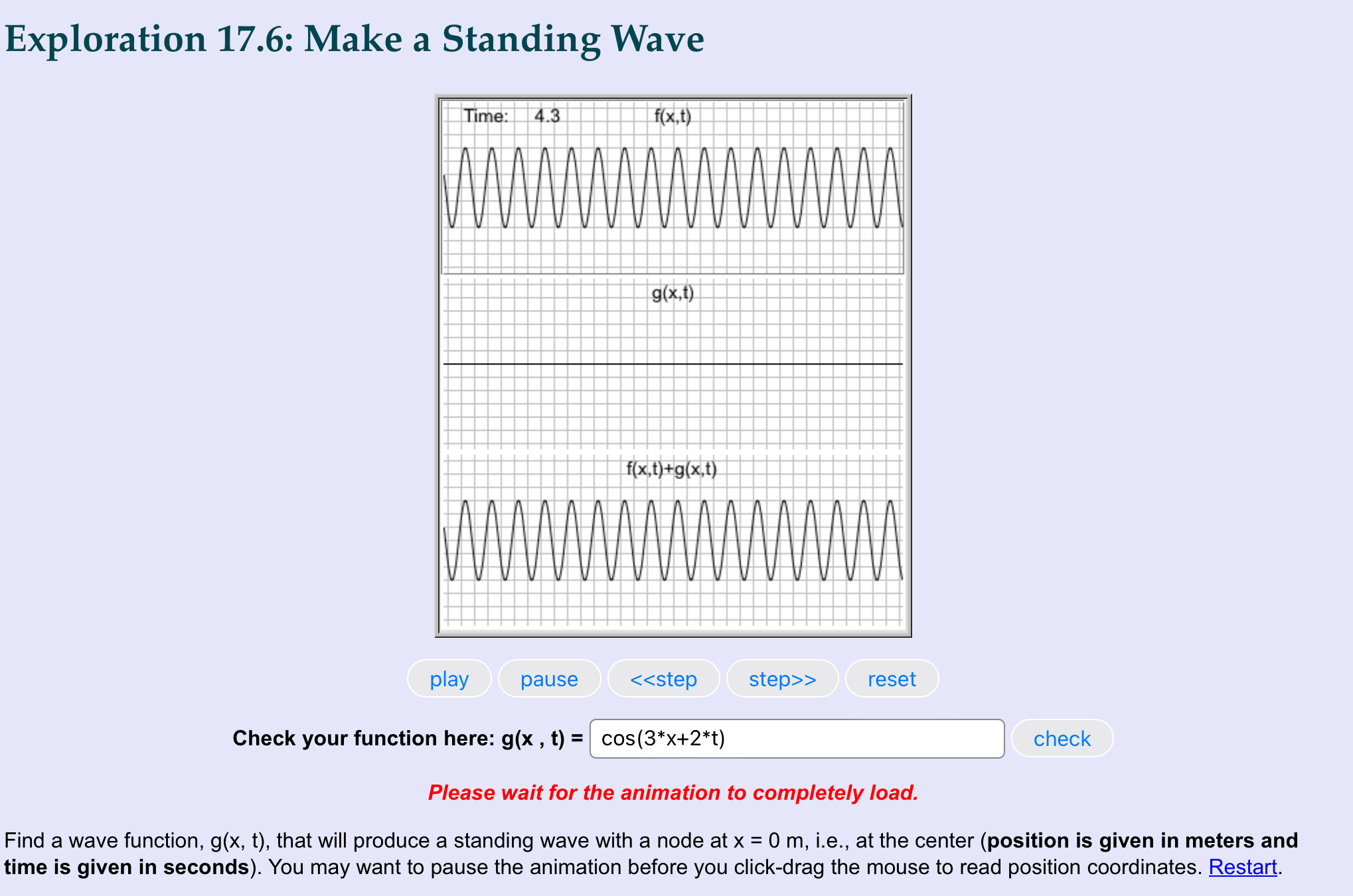 Exploration 17.6: Make a Standing WaveFind a wave | Chegg.com