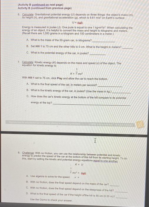 C What Is The Potential Energy Of The Car In Joules