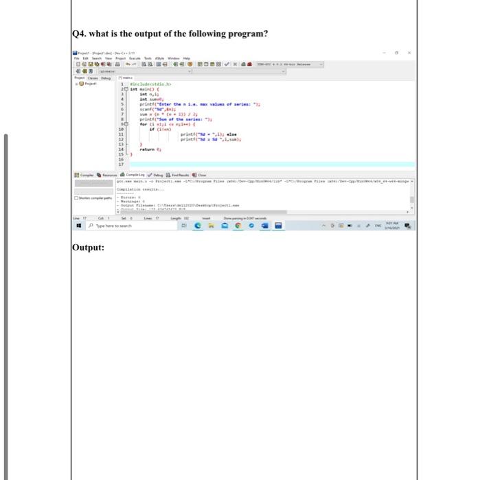 Solved 04. what is the output of the following program? Dee | Chegg.com