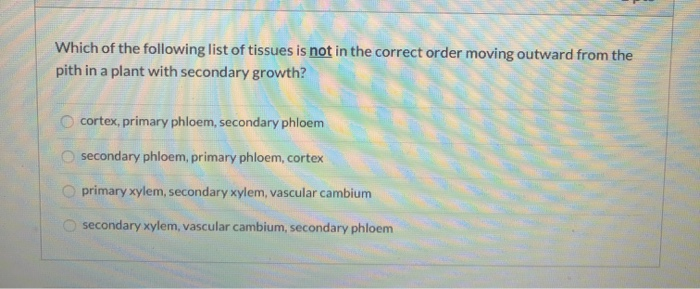 Solved Which of the following list of tissues is not in the | Chegg.com