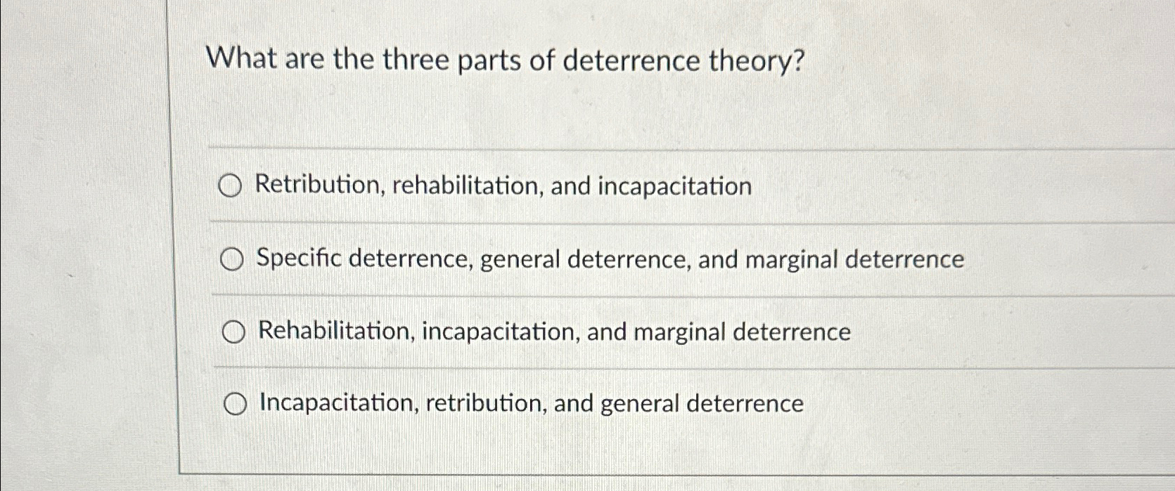 Solved What are the three parts of deterrence | Chegg.com