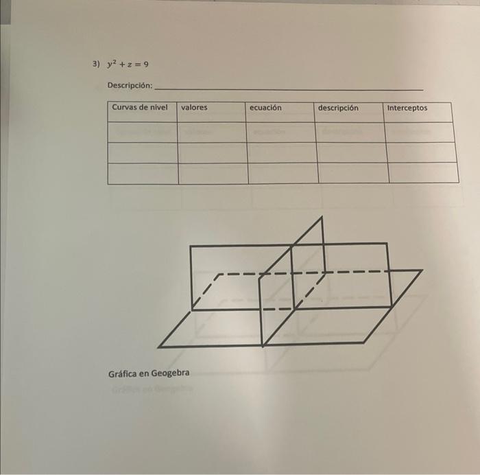\[ y^{2}+z=9 \] Descripción: