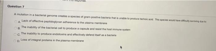 Solved Inse Question 7 A mutation in a bacterial genome | Chegg.com