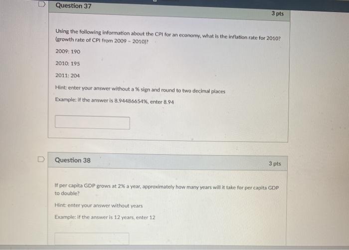 Solved D Question 37 3 pts Using the following information | Chegg.com
