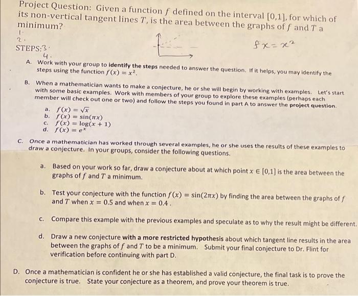 Solved Project Question: Given a function f defined on the | Chegg.com