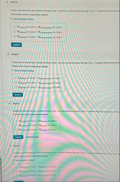 Solved Part DImagine processing the gas clockwise trough | Chegg.com