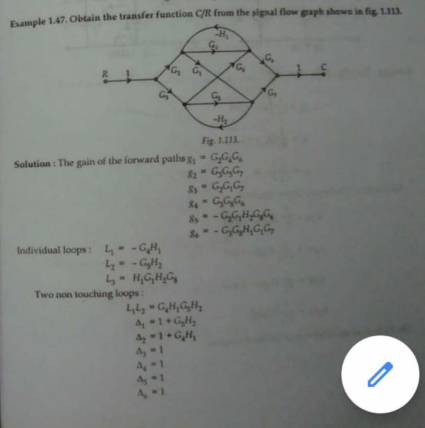 Solved Example 1.47. Obtain the transfer function C/R from | Chegg.com