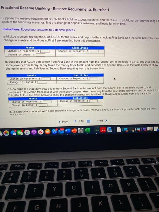 Solved Fractional Reserve Banking Reserve Requirements Chegg