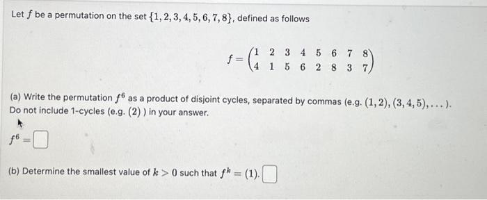 Solved Let f and g be permutations on the set | Chegg.com