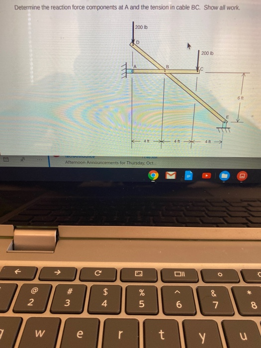 Solved Determine the reaction force components at A and the | Chegg.com
