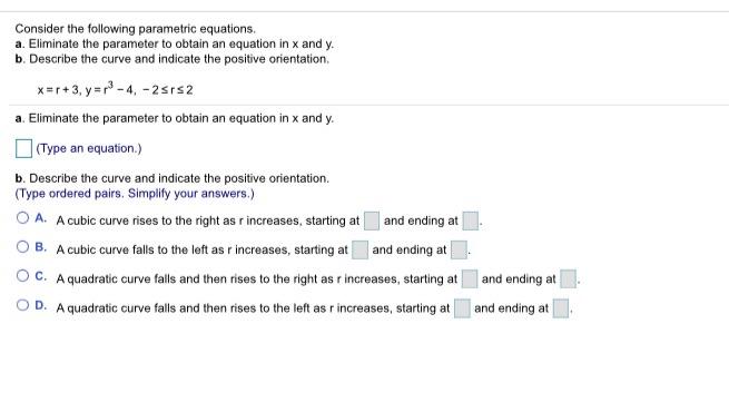 Solved Consider the following parametric equations. a. | Chegg.com