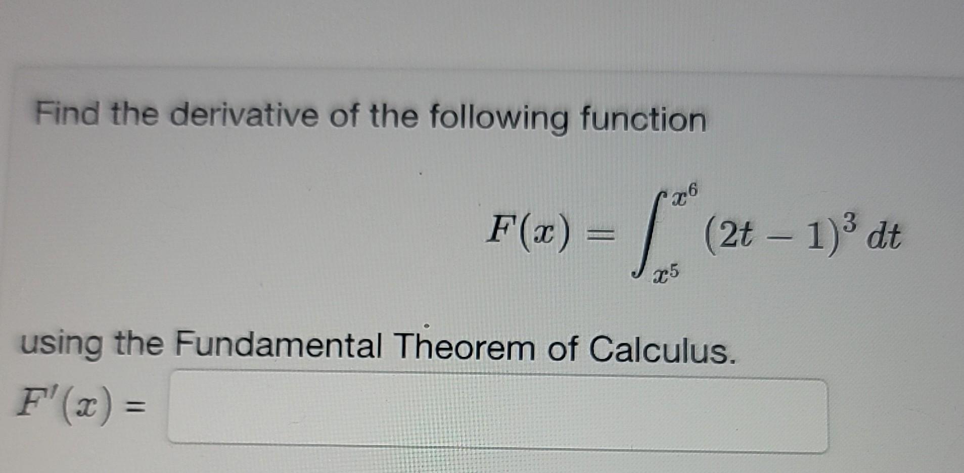 Solved Find the derivative of the following function | Chegg.com
