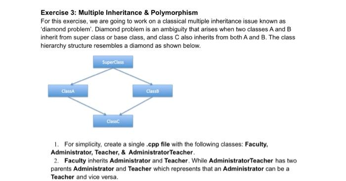 Solved c++Using inheritance in c++multiple inheritancethe | Chegg.com