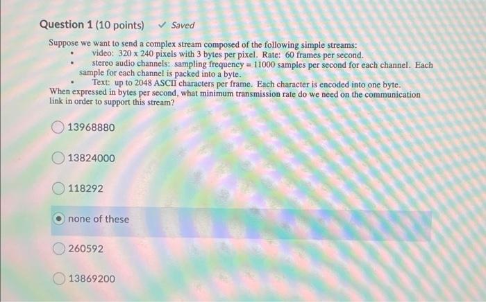 Solved Question 1 (10 points) Saved Suppose we want to send | Chegg.com