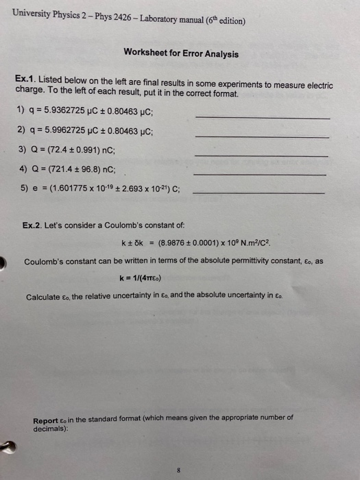 University Physics 2 - Phys 2426 - Laboratory Manual | Chegg.com