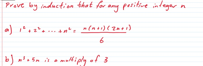 Solved Prove by induction that for any positive integer n a) | Chegg.com