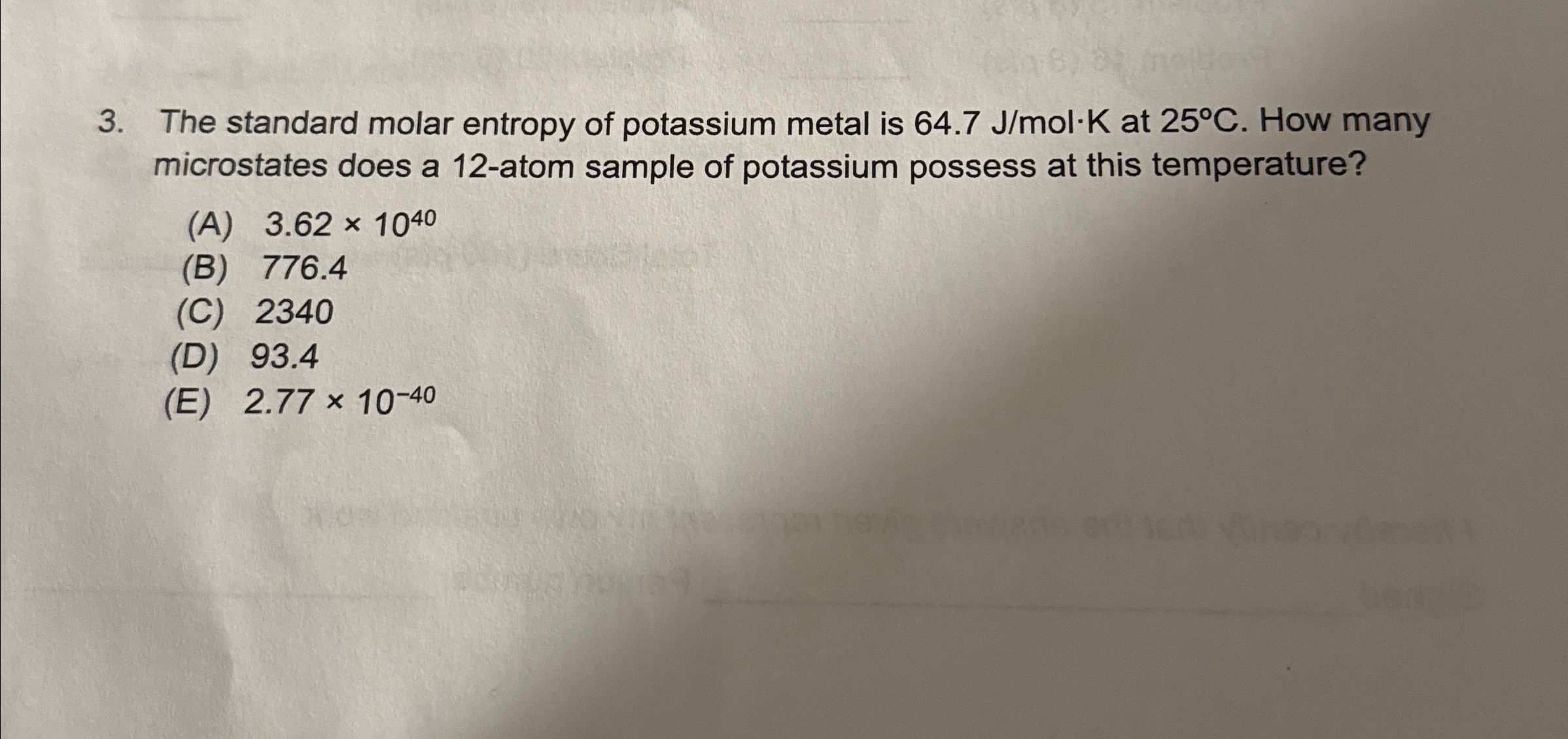 Solved The standard molar entropy of potassium metal is | Chegg.com