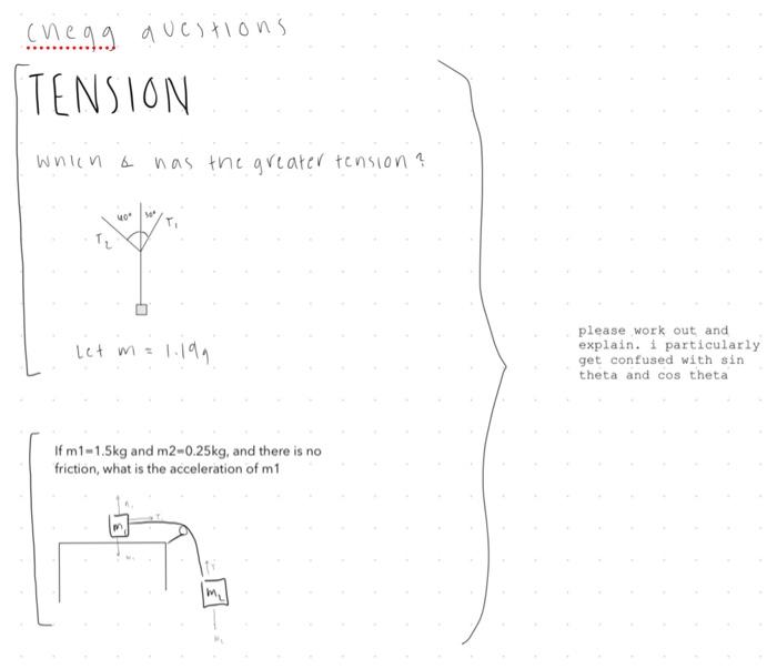 Solved Chegg questions TENSION which 스 40° 30° Let m = has | Chegg.com