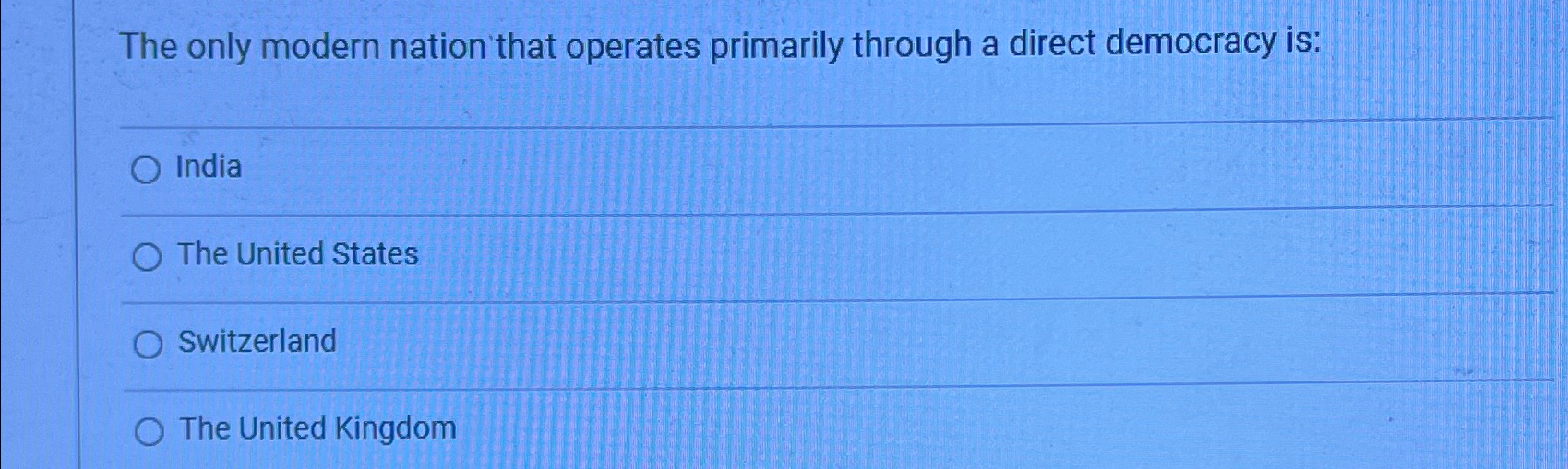 Solved The only modern nation that operates primarily | Chegg.com